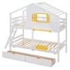 NicBex Twin over Twin Loft Bed Bed Frame with Drawers, Bedside Shelf, Box, Window, Roof, Inclined Ladder and Guardrail, No Box Spring Required - 3 of 4