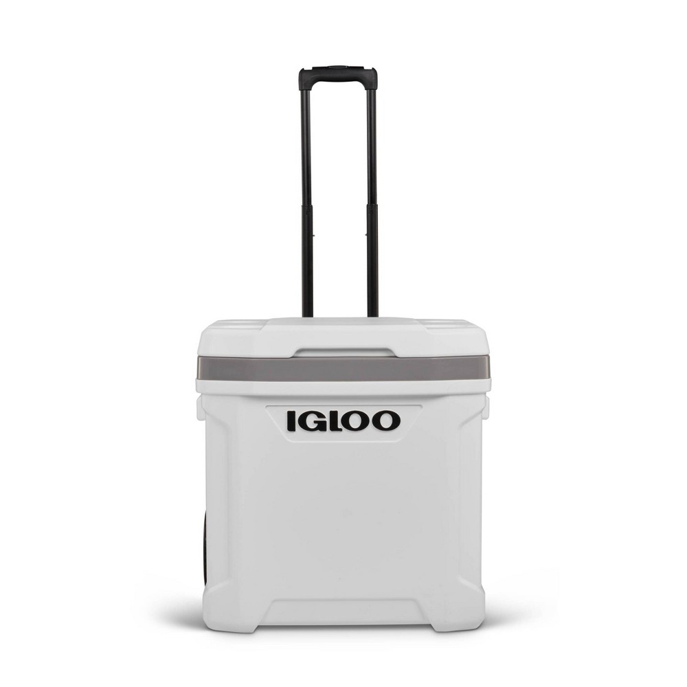 Igloo Marine Latitude 60qt Rolling Cooler - White: Retractable Handle, Cup Holder
