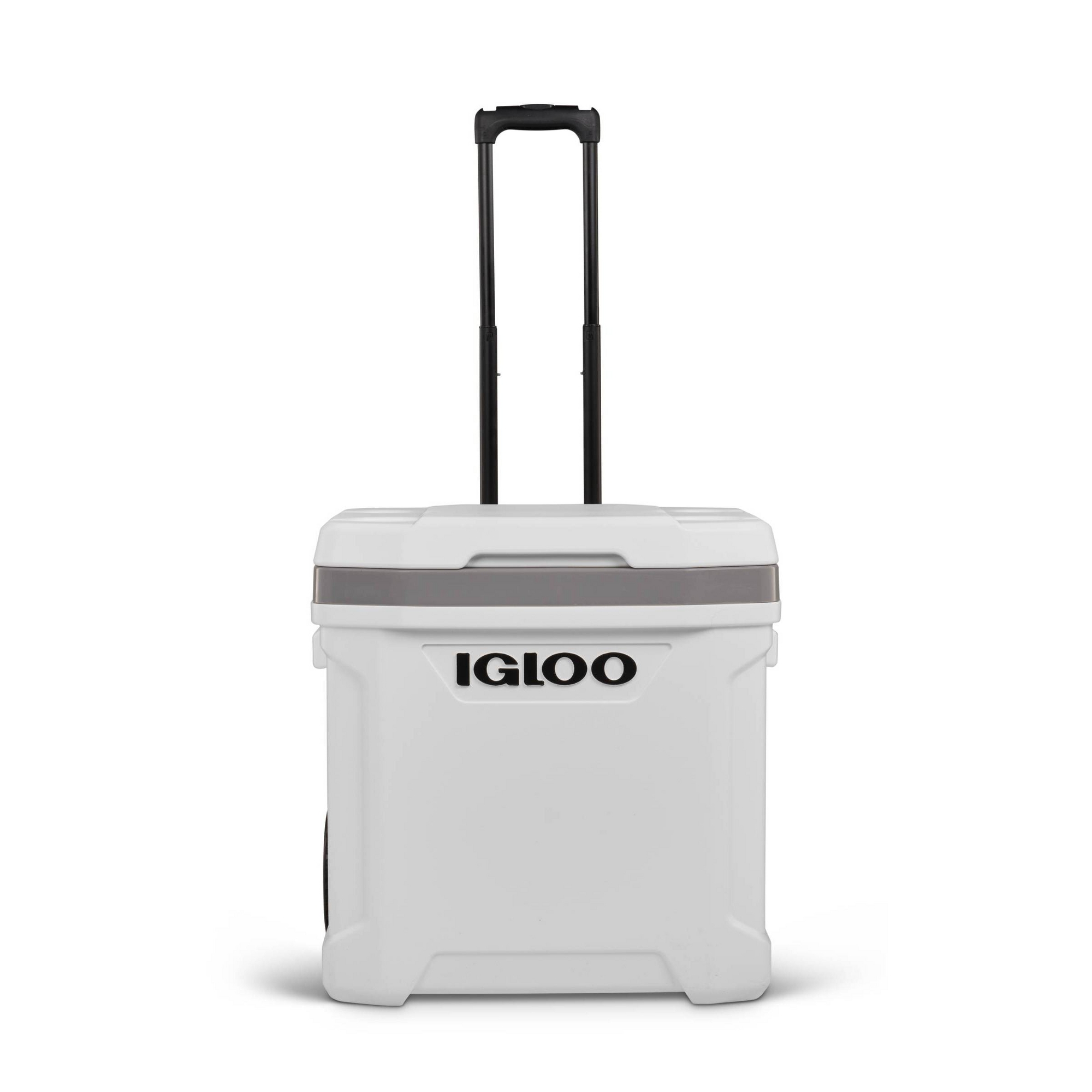 Igloo Marine Latitude 60qt Rolling Cooler - White: Retractable Handle, Cup Holder