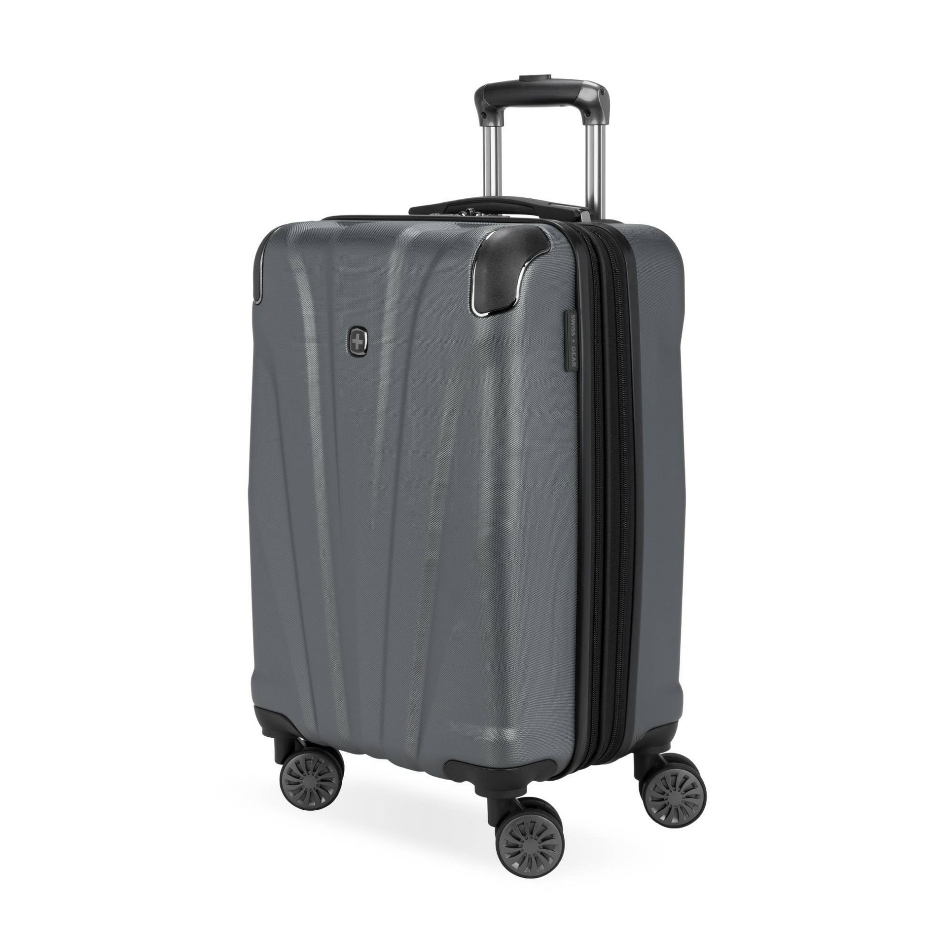 SWISSGEAR Cascade Hardside Carry On Suitcase - Dark Gray: 8-Wheel, Telescoping Handle, Checkpoint Friendly