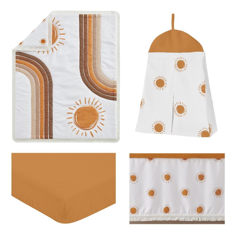 Sweet Jojo Designs Baby Crib Bedding Set - White and Pumpkin Boho Sun Collection 4pc, 3 of 8