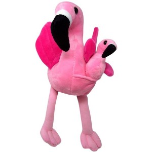 Fun Stuff 18" Flamingo Stuffed Animal with Baby Plush – Cuddly Flamingo Duo for Kids - 1 of 3