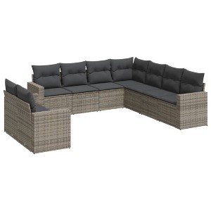 vidaXL Garden Sofa Set Grey PE rattan Large Adjustable Feet - 1 of 4