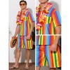Lars Amadeus Men's Hawaiian Stripes Beach Shirt and Shorts Sets 2 Pieces - 4 of 4