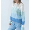 Women's Ariella Scalloped Striped Sweater - SIX/FIFTY - 3 of 4