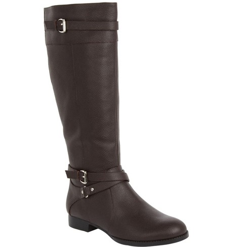 Womens wide width leather hot sale boots