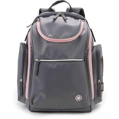 pink and grey backpack