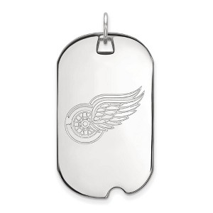 Black Bow Jewelry 14k White Gold Detroit Red Wings NHL Large Pendant - 1 of 3