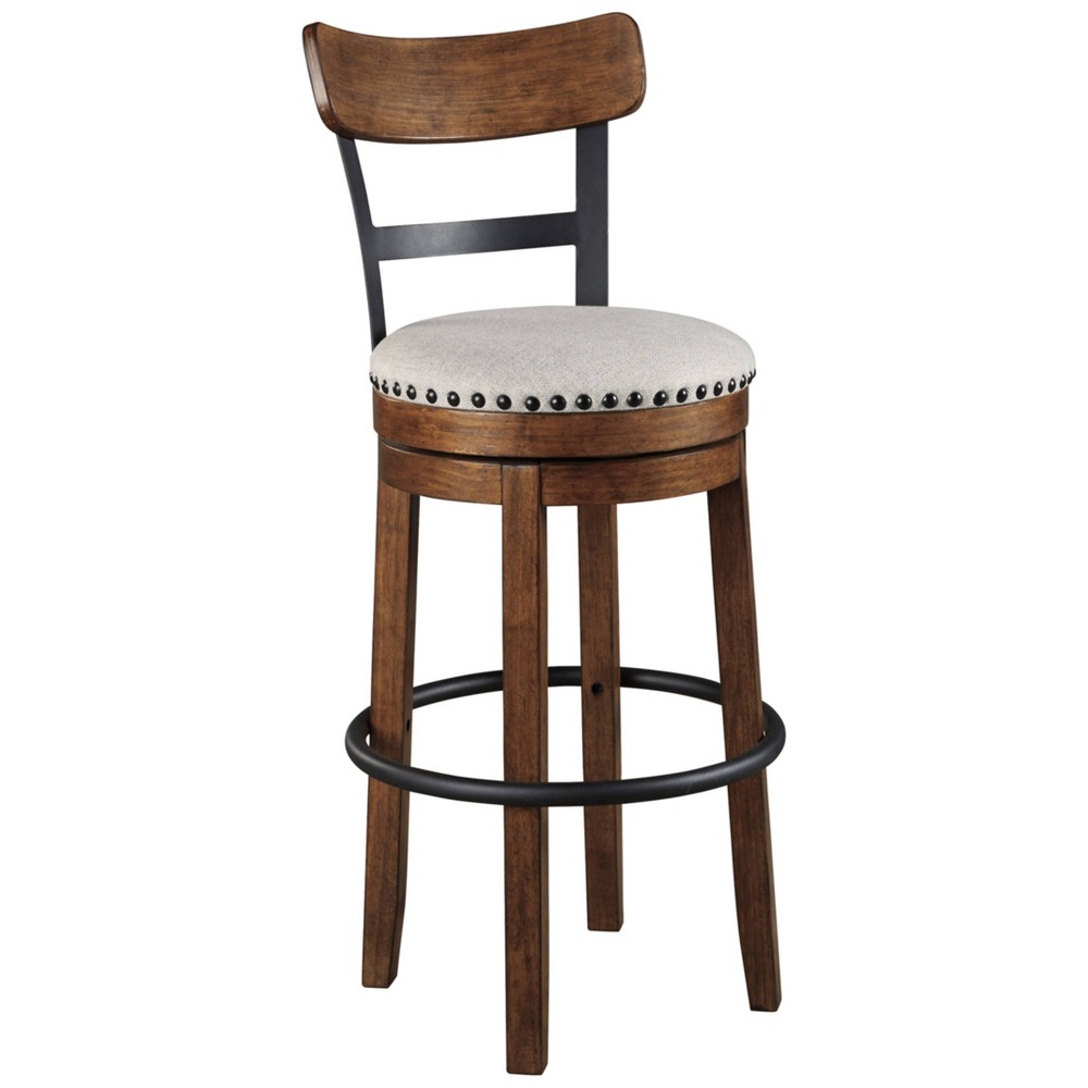 Photos - Chair Ashley Tall Valebeck Upholstered Swivel Barstool Brown - Signature Design by : Kitchen Counter Height, Rustic Style 