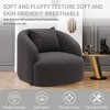 Soft Boucle Upholstered Swivel Accent Barrel Chair Wide Seat Round Single Sofa Chair 360 Swivel - image 3 of 4