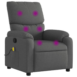 vidaXL Massage Recliner Chair Light Grey Polyester, Metal, Plywood Single - Dark Gray Manual Push Back With Massage - 1 of 4