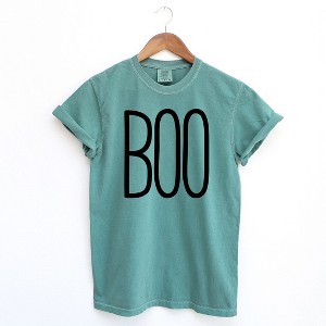 Simply Sage Market Women's Boo Word Short Sleeve Garment Dyed Tee - 1 of 2