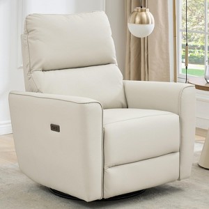 Recliner Chair, Swivel Rocker Chair for Adults with USB Charge Ports, Upholstered Chenille Fabric - 1 of 4