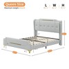 CAVINAS Wingback Bed Frame with Headboard & Footboard,PU Leather Upholstered Platform Bed with Gold Metal Decor for Bedroom - 3 of 4