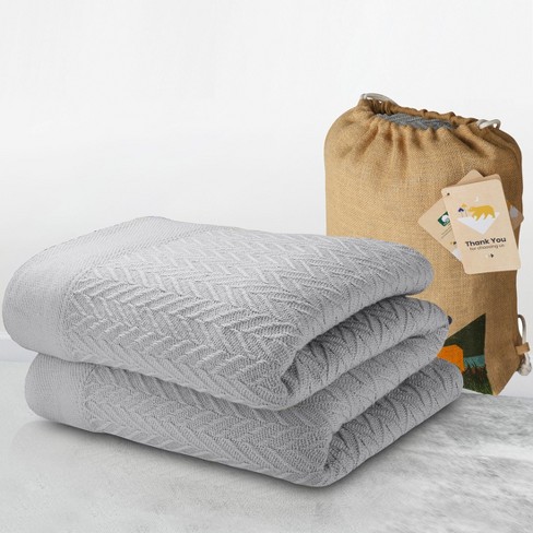 Bed Blanket | Soft 100% Cotton | Herringbone Design | All-season Thermal  Layering By California Design Den - Light Gray, King (106 X 94) : Target