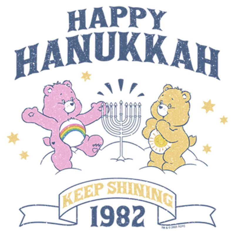 Men's Care Bears Best Friend Bear and Funshine Bear Happy Hanukkah Long Sleeve Shirt, 2 of 5