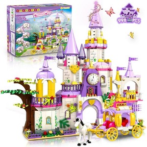 HogoKids Purple Girls Castle STEM Building Toys, 998 PCS Pink Princess Castle and Carriage Creative Building Blocks Sets for Girls 8+ - 1 of 4