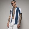 Campus Sutra Men Men's Chalk White & Royal Blue Balanced Striped Shirt - 2 of 3