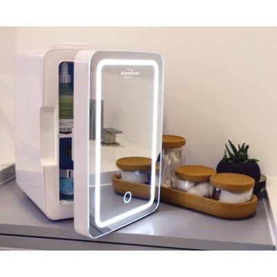 Compact White Smart Portable Cosmetic Fridge with LED Mirror