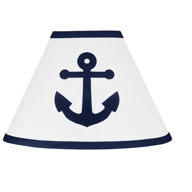 Sweet Jojo Designs Gender Neutral Unisex Empire Lamp Shade 4in.x7in.x10in. Anchors Away White and Blue, 1 of 5