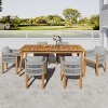 Christopher Knight Home Corin Rustic 7 Piece Outdoor Acacia Wood Woven Rope Dining Set with Slatted Table and Cushions - 2 of 4