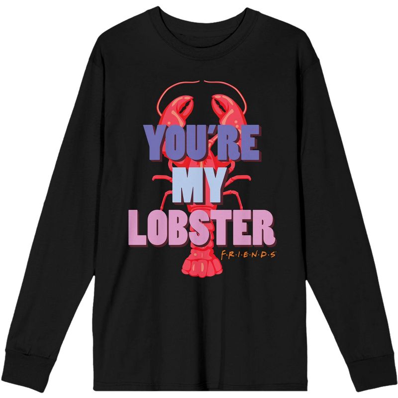 Friends You're My Lobster Men's Black Long Sleeve Shirt, 1 of 4
