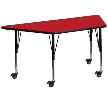 Emma and Oliver Mobile 22.5x45 Trapezoid Red HP Laminate Preschool Activity Table