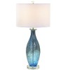 HomeRoots Set of Two 30" Blue Crystal And Glass Table Lamps With White Drum Shades - 4 of 4