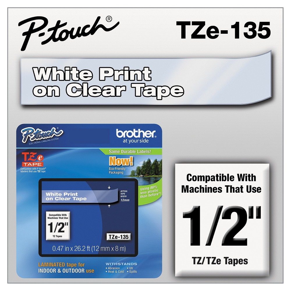 UPC 012502625599 product image for Brother P - Touch TZe Standard Adhesive Laminated Labeling Tape - 1/2w - White/C | upcitemdb.com