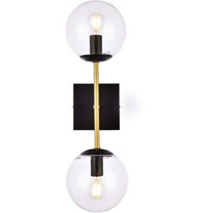 Elegant Lighting Neri 2 lights black and brass and clear glass wall sconce - 1 of 4