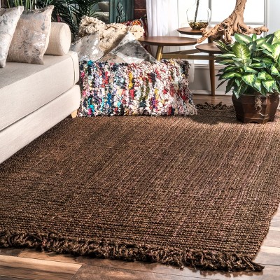 Handmade Chocolate Brown Jute 5' x 7'6" Area Rug