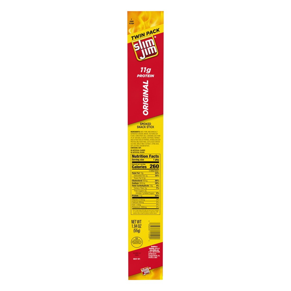 Slim Jim Twin Pack Original Smoked Snack Stick  1.94oz