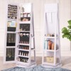 Tangkula 360° Rotating Mirrored Jewelry Cabinet Armoire 3 Color LED Modes Lockable - 3 of 4