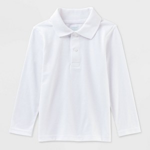 Boys' Adaptive Long Sleeve Uniform Polo Shirt - Cat & Jack™ - 1 of 3