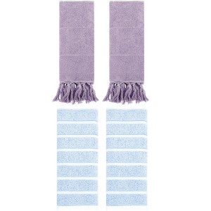 REGALWOVEN 4 Packs Striped and Solid Absorbent Soft Cotton Hand Towel for Bathroom - 1 of 4