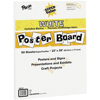 Pacon Super Value Poster Board, 22 x 28 Inches, White, pk of 50