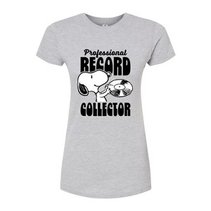Women's - Peanuts - Snoopy Record Collector Fitted Graphic T-Shirt - 1 of 4