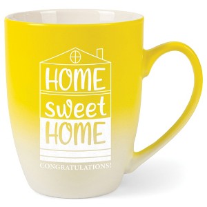 Elanze Designs 12 Ounce Ceramic Decorative Laser Engraved Giftable Novelty Tea Coffee Cup Mug Yellow and White Home Sweet Home Congratulations! - 1 of 4
