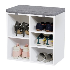 Shoe Storage Bench Cubby Organizer with Foam Pad Seating Cushion for Entryway Bedroom Living Room Dorm and Small Apartment - 1 of 4