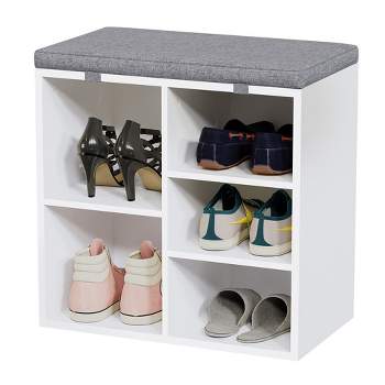 Shoe Storage Bench Cubby Organizer with Foam Pad Seating Cushion for Entryway Bedroom Living Room Dorm and Small Apartment