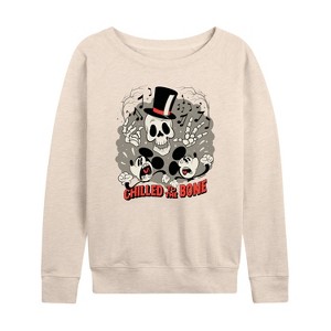 Women's - Disney - Chilled To The Bone Lightweight French Terry Wide Neck Long Sleeve Shirt - 1 of 4