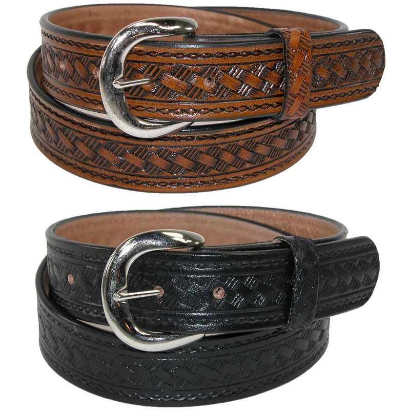 CTM Men's Leather Removable Buckle Belts (Pack of 2), 1 of 4