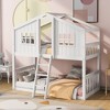 NicBex Twin over Twin Bunk Bed Roof Shape Loft Bed Pine Bed Frame with 2 Windows, Inclined Ladder and Guardrail, No Box Spring Required - 2 of 4