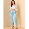 INSPIRE CHIC Women's Drawstring Elastic Waist Ankle Length Satin Joggers Pants with Pocket - 3 of 4
