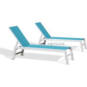 PURPLE LEAF Outdoor Chaise Lounge Set Adjustable Recliner with Side Table Aluminum Outdoor Lounger - 1 of 4