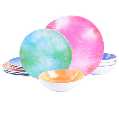 Almira 12-Piece Casual Multicolor Melamine Outdoor Dinnerware Set (Service  for 4)