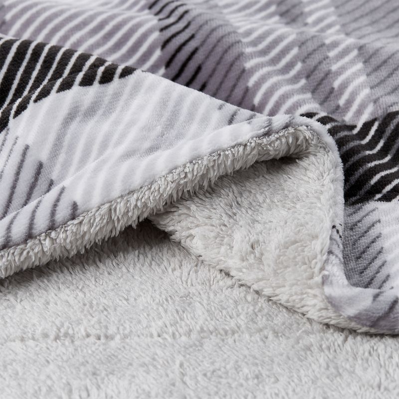 Blanket Throw - Oversized Plush Woven Polyester Faux Shearling Fleece Plaid Throw - Breathable by Hastings Home (Phantom), 3 of 9