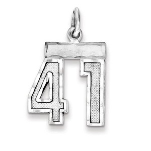 Black Bow Jewelry Sterling Silver, Varsity Collection, Small D/C Pendant, Number 41 - 1 of 4