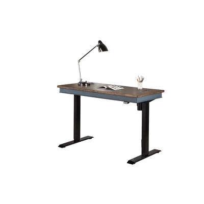 Fairmont Transitional Blue and Brown Adjustable Home Office Desk