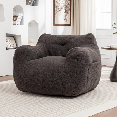 Airsurfer Plush Teddy Bean Bag Armchair - Oversized Cozy Lazy Sofa Chair with High-Density Foam, Ergonomic Sofa for Living Room, Bedroom